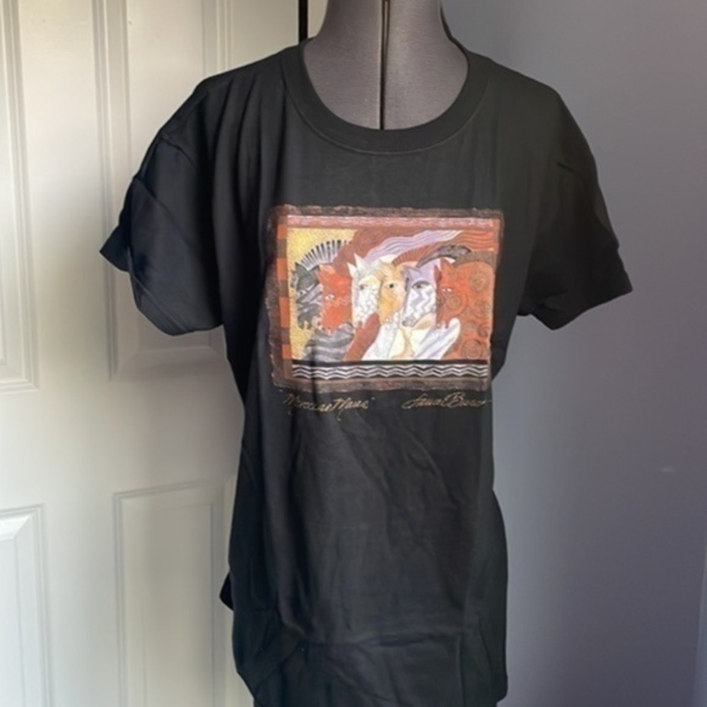 NWT Laurel Burch shirt “Moroccan Mares" black tee shirt size medium